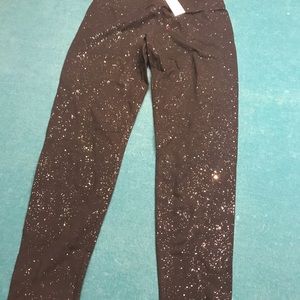 NWT girls sparkles black leggings